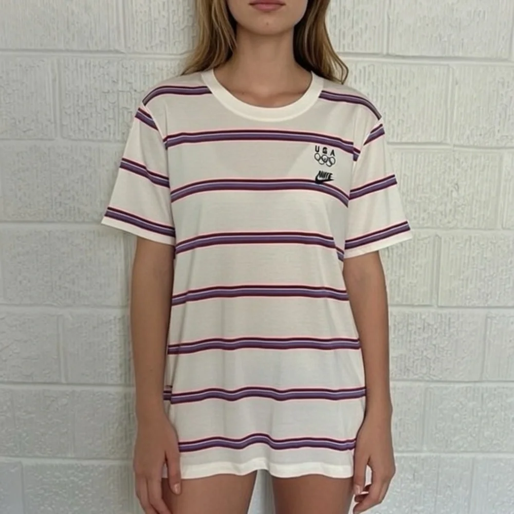 Nike Girls Olympic USA Striped Patriot Top - Size Large